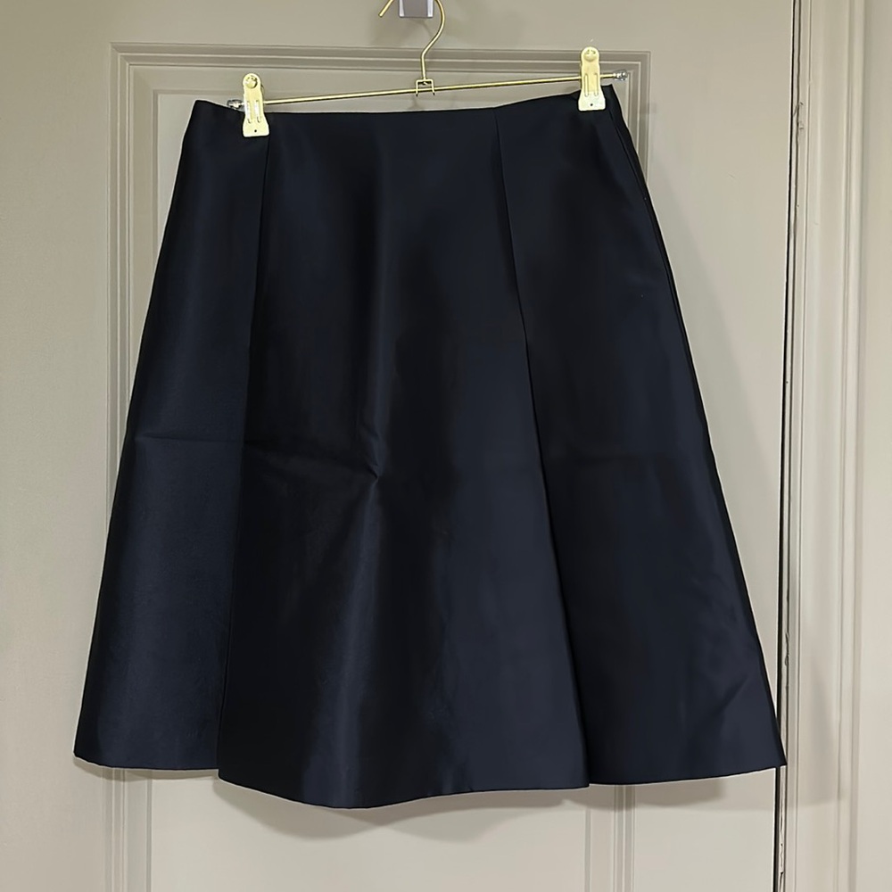Silk Navy Blue A Line Skirt, Knee Length, Subtle Shimmer